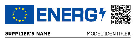 Load product data by entering brand (Supplier's name - see label image) and model name (Model identifier).